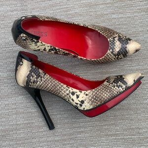 Guess snakeskin and red heels size 9.5